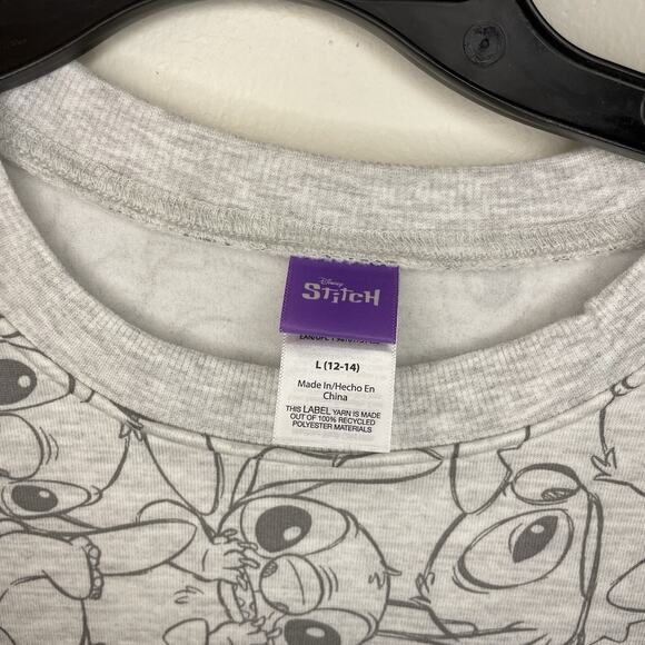 NWT Women’s Lilo and Stitch All Over Print Gray Graphic Sweatshirt Size Large - Picture 3 of 8